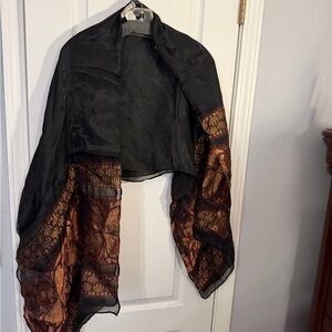 Chic Black and Brown Metallic Women's Wrap